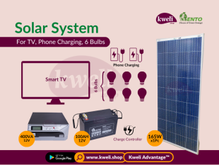 Lento Solar System for TV, 6 Lights, Phone Charging Inverters