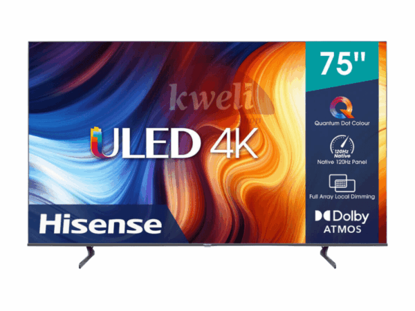 Hisense 75 inch 4K ULED Smart TV 75U7H; Quantum Dot Colour, Vidaa OS, Bluetooth Hisense TVs
