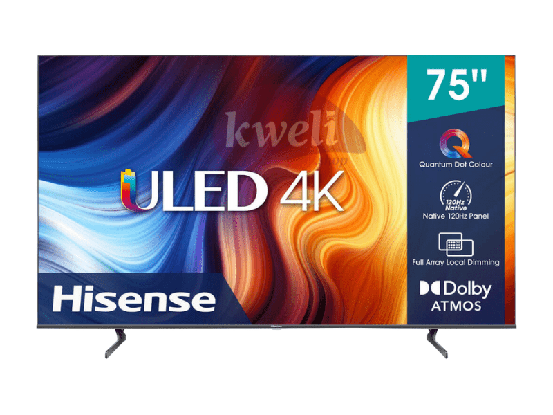 Hisense 75 inch 4K ULED Smart TV 75U7H; Quantum Dot Colour, Vidaa OS, Bluetooth 4K ULED TVs 2