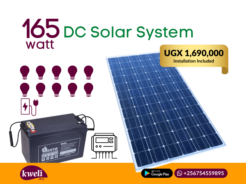 Kweli 165watt DC Solar System; Complete with Installation; For Lighting, TV & Phone Charging Complete Solar Systems 2