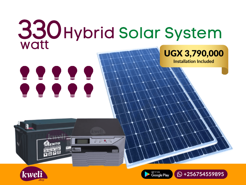 Kweli 330watt Hybrid Solar System Complete with Installation; For Lighting, TV, Home Music System, Laptop, Small Fridge & Phone Charging Complete Solar Systems 2