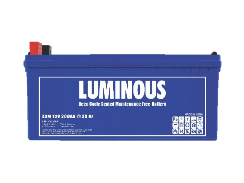 Luminous 200AH 12V 2.4kWh Battery, 20Hr, Sealed Maintenance-free VLRA Battery, Made in India Deep Cycle Batteries (Maintenance Free) 3