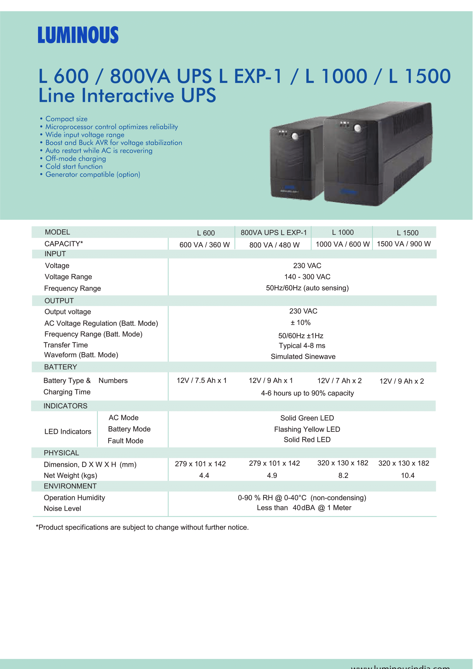 Luminous UPS L600 L1500 DS 2 1 -