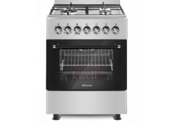 Hisense 60cm Cooker HF631GEES; 3 Gas Burners, 1 Electric Plates, Electric Oven, Flame Failure Safety
