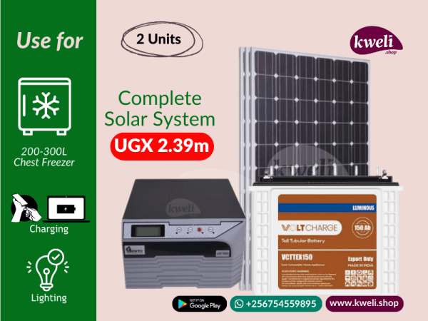Kweli 0.5kWh Complete Hybrid Solar System; Power your Freezer, Laptop Charging, Phone Charging and Lighting