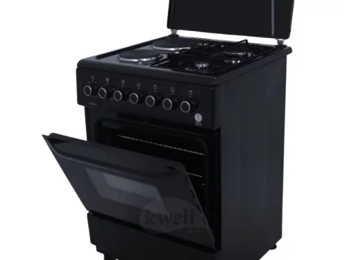 IQRA 60cm Cooker IQ-FC6221-BLK; 2 Gas Burners + 2 Electric Plates, Electric Oven and Grill, Timer, Enamel Pan Support, Black Combo Cookers IQRA 60cm Cooker IQ-FC6221-BLK; 2 Gas Burners + 2 Electric Plates, Electric Oven and Grill, Timer, Enamel Pan Support, Black Combo Cookers