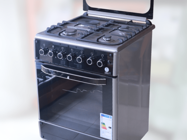 IQRA 60cm Cooker IQ-FC6011-SS; 3 Gas + 1 Electric Burner, Electric Oven and Grill; Oven Timer, Cast Iron Pan Support