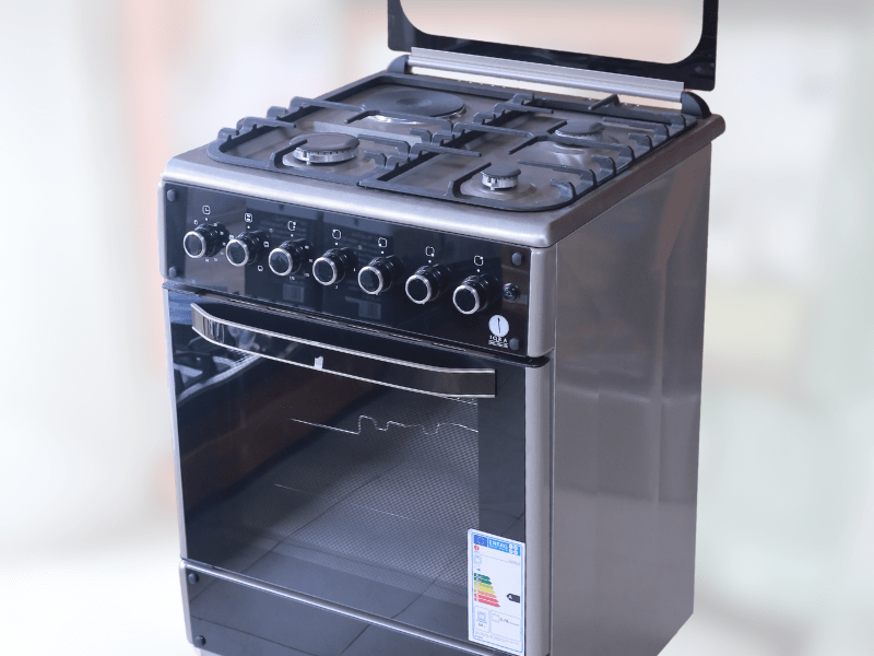 IQRA 60cm Cooker IQ-FC6011-SS; 3 Gas + 1 Electric Burner, Electric Oven and Grill; Oven Timer, Cast Iron Pan Support Combo Cookers 2