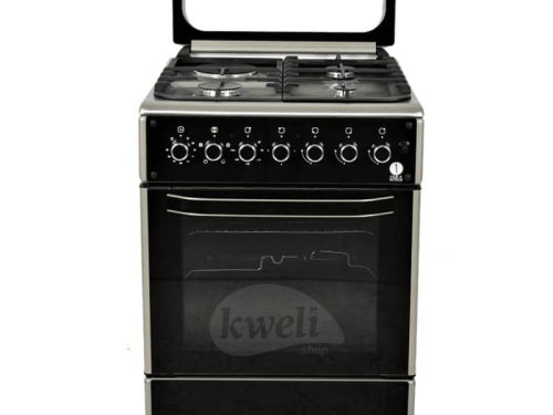 IQRA 60cm Cooker IQ-FC7011-SS with Fan; 3 Gas Burners + 1 Electric Plate, Electric Oven and Grill, Oven Timer, Cast Iron Pan Support Combo Cookers