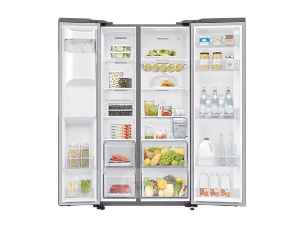 Samsung 635-litre Side By Side Refrigerator with Water & Ice Dispenser RS64R5111M9;  All-round Cooling, Inverter Compressor, Total no frost -  Inox/Silver