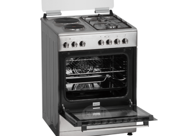 Titan 2 Gas + 2 Electric Cooker TN-FC6220XBS; 60cm Cooker, Electric Oven & Grill, Rotisserie