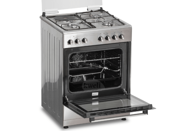 Titan 3 Gas + 1 Electric Cooker TN-FC6310XBS; 60cm Cooker, Electric Oven & Grill, Rotisserie