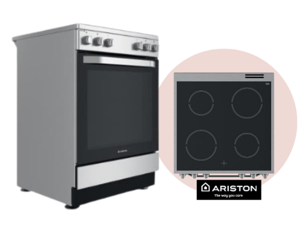 Ariston 60cm 4 Electric Cooker Oven with Vitro Ceramic Cooktop AS68V8KHX