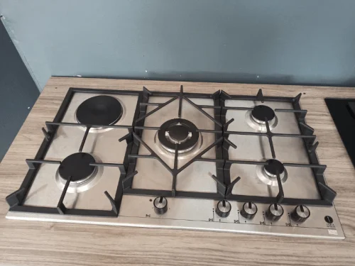 IQRA Built-in Hob MOON 9L3GTP – 90cm, 4 Gas Burners, 1 Electric Hob Auto Ignition, Stainless Steel, Cast Iron Pan Support Built-in Hobs