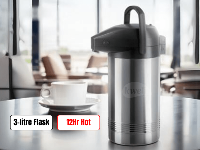 Tefal 3-litre President Thermos Flask K3150114; Tefal President Jug, 24Hrs Cold, 12Hrs Hot, Breakproof, Stainless Steel