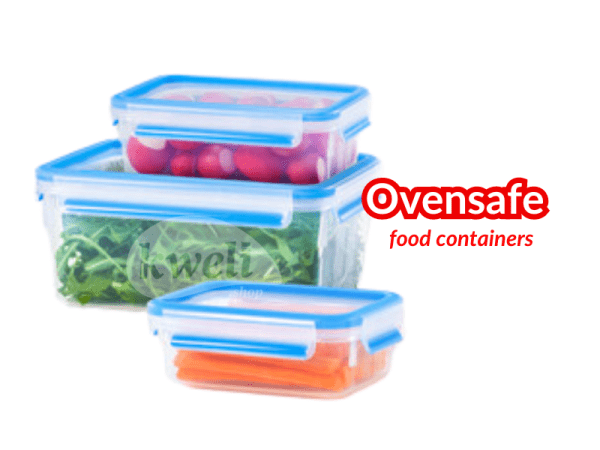 Tefal 3pc Masterseal Ovensafe Food Container Set  K3028912; Plastic, Leakproof, Microwave 110 oC, BPA-free, Set of 3 Containers, 0.55L-1L-2.3L