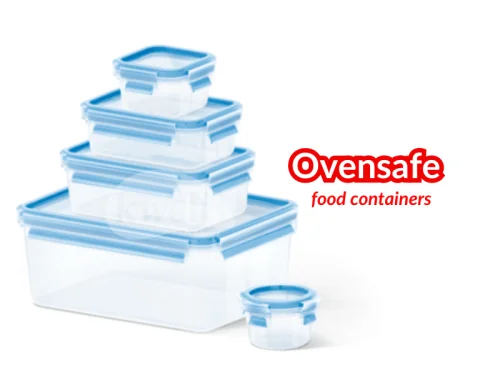 Tefal 5pc Masterseal Ovensafe Food Container Set K3029012; Plastic, Leakproof, Microwave 110 oC, BPA-free, Set of 5, 0.15L-0.25L-0.55L-1L-3.70L Ovensafe Food Containers