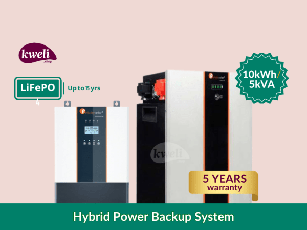 Kweli 10kWh-5kVA LiFePo4 (Lithium) Hybrid Power Backup System for homes, schools, clinics, hospitals, offices, guesthouses, hotels