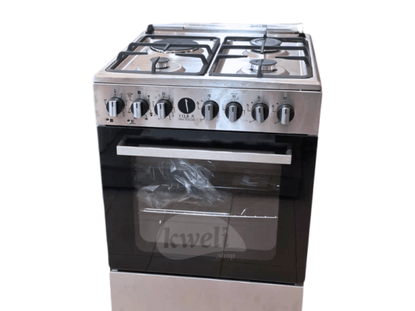IQRA 60cmx60cm Cooker, IQ-FC6031-SS; 3 Gas + 1 Electric Burner, Electric Oven & Grill; Oven Timer, Cast Iron Pan Support