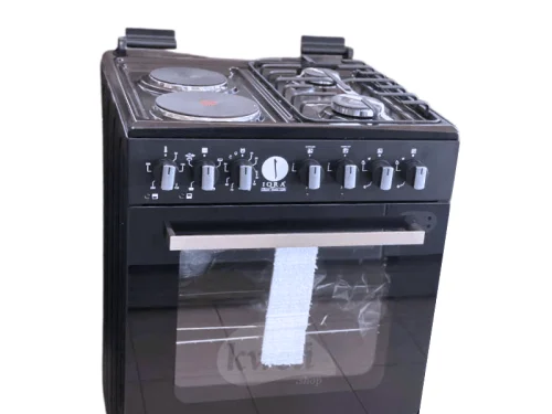 IQRA 60cmX60cm Cooker IQ-FC6022-BLK; 2 Gas Burners + 2 Electric Plates, Electric Oven and Grill, Timer, Glass Lid, Enamel Pan Support, Black Combo Cookers IQRA 60cmX60cm Cooker IQ-FC6022-BLK; 2 Gas Burners + 2 Electric Plates, Electric Oven and Grill, Timer, Glass Lid, Enamel Pan Support, Black Combo Cookers