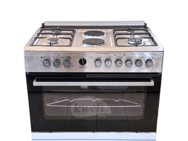 IQRA 90cmx60cm Cooker IQ-FC9042-SS; 4 Gas + 2 Electric, Electric Oven, Turbo Fan, Cast Iron Pan Support