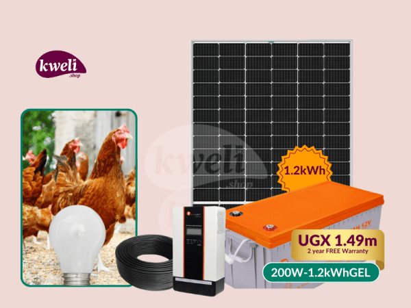 Kweli 200W1.2kWh Solar Lighting System for a Poultry Farm (Chicken House); 10 bulbs for 24 hours