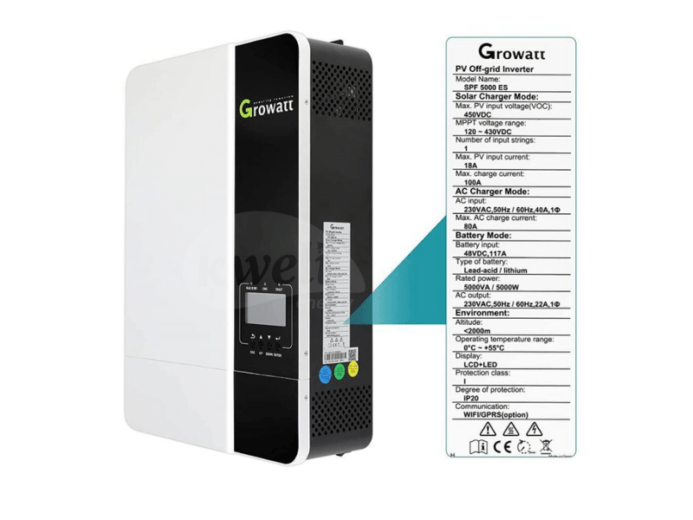 Buy Growatt 5kVA 48V Hybrid Inverter SPF 5000 ES; 5kW High Frequency ...