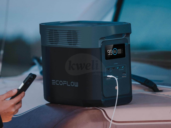 EcoFlow DELTA 2 UK Portable Power Station 1800W; 1kWh Lithium Battery, 12kg light weight, Umeme, Car & Solar panel charging supported, 0-50% charge in 50 minutes