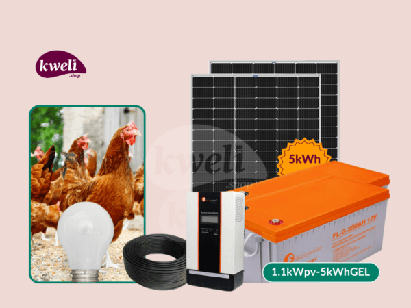 Kweli 1.1kWpv 5kWh Solar Lighting System for a Poultry Farm (Chicken House); 35 bulbs for 24 hours