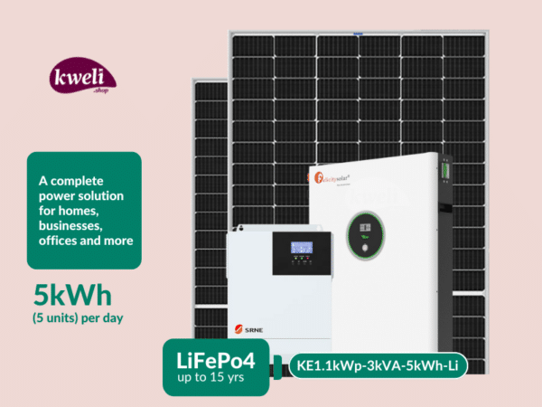 Kweli Energy 1.1kWp-3kVA-5kWh-Lithium Hybrid Solar System