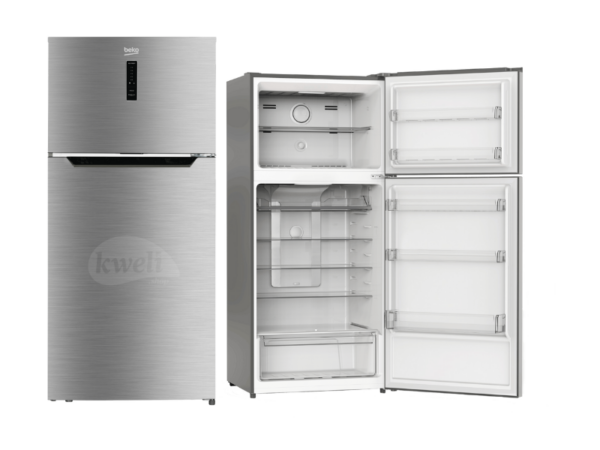 Beko 520L Double-door Refrigerator BAD664; 520L/490L Capacity, 79cm Wide, Top-mount Freezer, No Frost, Power Cool, Reversible Door, Inox Finish