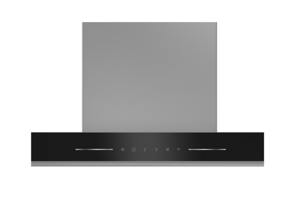 Beko 90cm Wall-Mounted Chimney Hood BHCB96641BBHS; Touch Control, Auto-Shutdown, Black Glass