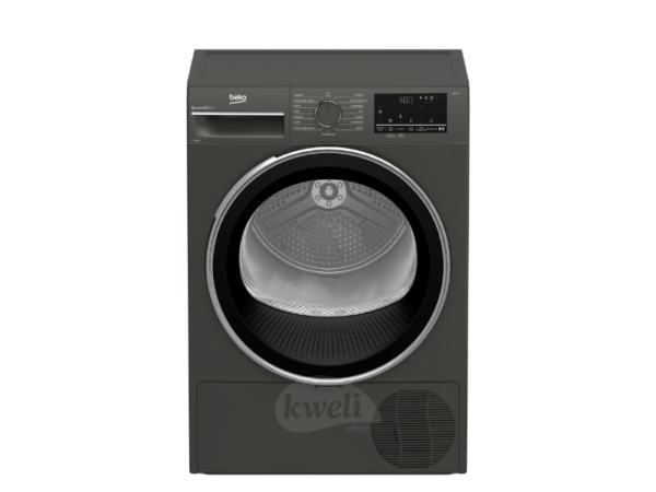 Beko 9kg Condenser Dryer B3T4911DG; 2.3kW/2.5kW, Aquawave Drum, Auto-AntiCreasing, Manhattan Grey