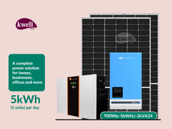 Kweli 900Wp-5kWh-2kVA LiFePo4 (Lithium) Hybrid Solar System