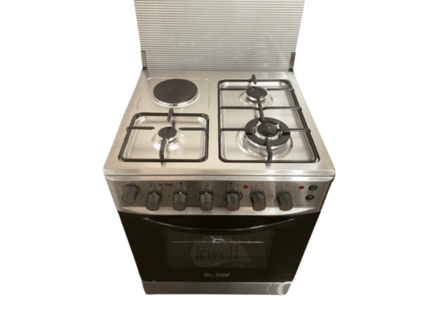 DR VOLT 60cm Cooker with Electric Oven IQ-FC6611SS; 3 Gas Burners, 1 Electric Hot Plate, 64L Oven, Rotisserie, Automatic Ignition, Stainless Steel Finish