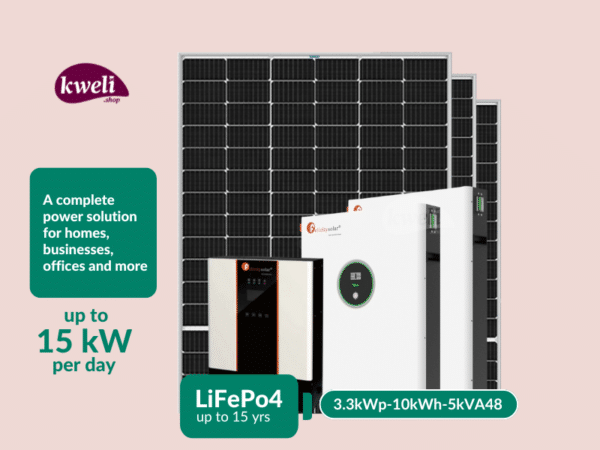 Kweli Energy 3.3kWp-5kVA48-10kWh-Lithium Hybrid Solar System & Power Backup Solution; Complete Solar System for home or business