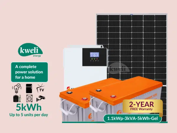 Kweli Energy 1.1kWp-3kVA-5kWh-Gel Hybrid Solar System with WiFi Remote Monitoring; Complete Power Solution for Home or Farm Complete Solar Systems