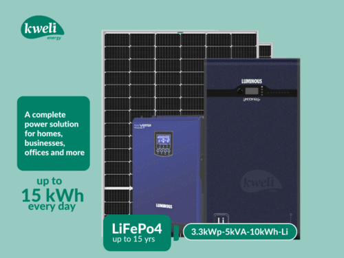 Kweli Energy 3.3kWp-5kVA48-10kWh-Lithium Hybrid Solar System; Complete Solar System for home or business Complete Solar Systems