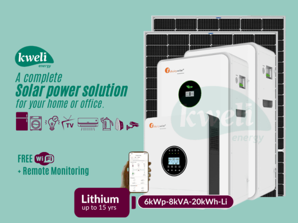 Kweli Energy 6kWp-20kWh-8kVA Lithium Hybrid Solar System: Enjoy up to 25 Units of Power Daily, FREE Wi-Fi + Remote Monitoring, Automatic Switchover, Compatible with Grid/UEDCL & Generator Complete Solar Systems 3