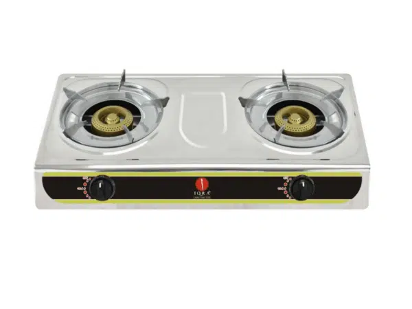 IQRA 2-Burner Gas Stove IQ-GS2BSS; Stainless Steel Body, Brass Burners, Auto Ignition Gas Stoves