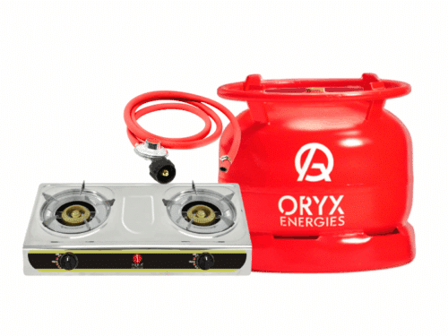 IQRA 2 Burner Gas Stove with Oryx 6kg Gas Full Set, Automatic Ignition Cooking Gas