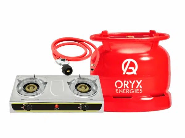 IQRA 2 Burner Gas Stove with Oryx 6kg Gas Full Set, Automatic Ignition Cooking Gas
