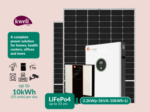Kweli Energy 2.2kW-5kVA-10kWh-Lithium Hybrid Solar System with WiFi remote monitoring; A complete power solution for home or business Complete Solar Systems 2