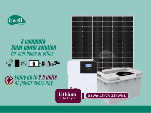 Kweli Energy 0.6kWp-1.5kVA-2.5kWh-Lithium Hybrid Solar System