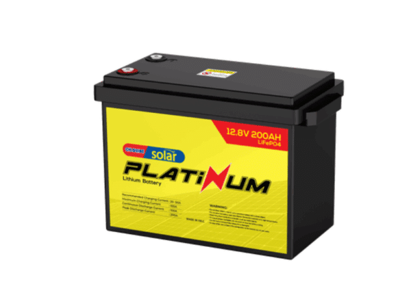 Chloride Solar Platinum 200Ah 12.8V 2.56kWh Lithium Iron Phosphate (LiFePO₄) Solar Battery CS-2560 PSE; Built-in BMS, Over 3,000 Cycles @25°C, 80% DoD, IP65 Rated