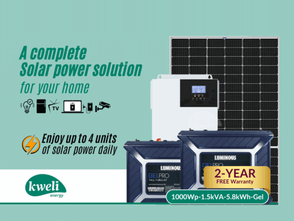 Kweli Energy 1kWp-1.5kVA-5.8kWh-Gel Hybrid Solar System