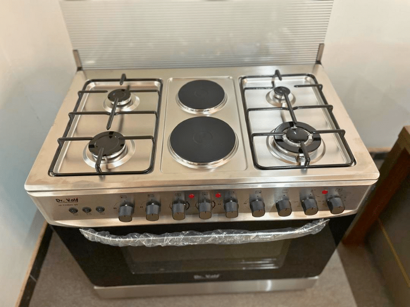 DR VOLT 90cm Gas & Electric Cooker IQ-FC9942SS; 4 Gas + 2 Hot Plates, Pulse Ignition, Enamelled Pan Support, 90L Oven with Lamp, Rotisserie & Timer Function Combo Cookers 4 DR VOLT 90cm Gas & Electric Cooker IQ-FC9942SS; 4 Gas + 2 Hot Plates, Pulse Ignition, Enamelled Pan Support, 90L Oven with Lamp, Rotisserie & Timer Function Combo Cookers 4