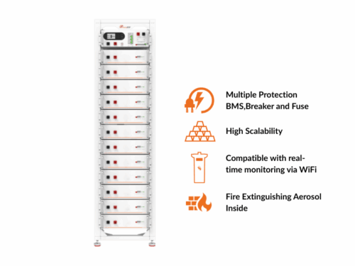 Felicity 61.44kWh High Voltage Lithium Battery System LUX-Y-48100HG01; 12 × 5.12kWh (48V 100Ah) Modules, 90% DoD, 6000+ Cycles, Built-in BMS, Stack-Mount, Scalable High Voltage Lithium Batteries