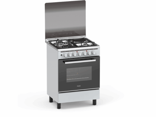 Haier 3 Gas + 1 Electric Cooker HCR2031EGT; 60×60cm Cooker, Electric Oven, Enamel Pan Supports, Glass Top Lid Combo Cookers