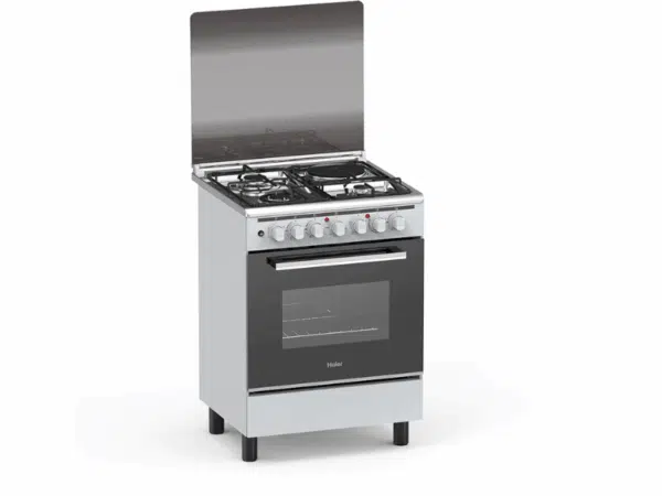 Haier 3 Gas + 1 Electric Cooker HCR2031EGT; 60×60cm Cooker, Electric Oven, Enamel Pan Supports, Glass Top Lid Combo Cookers